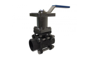 Ball valve with protective tube and lockable lever